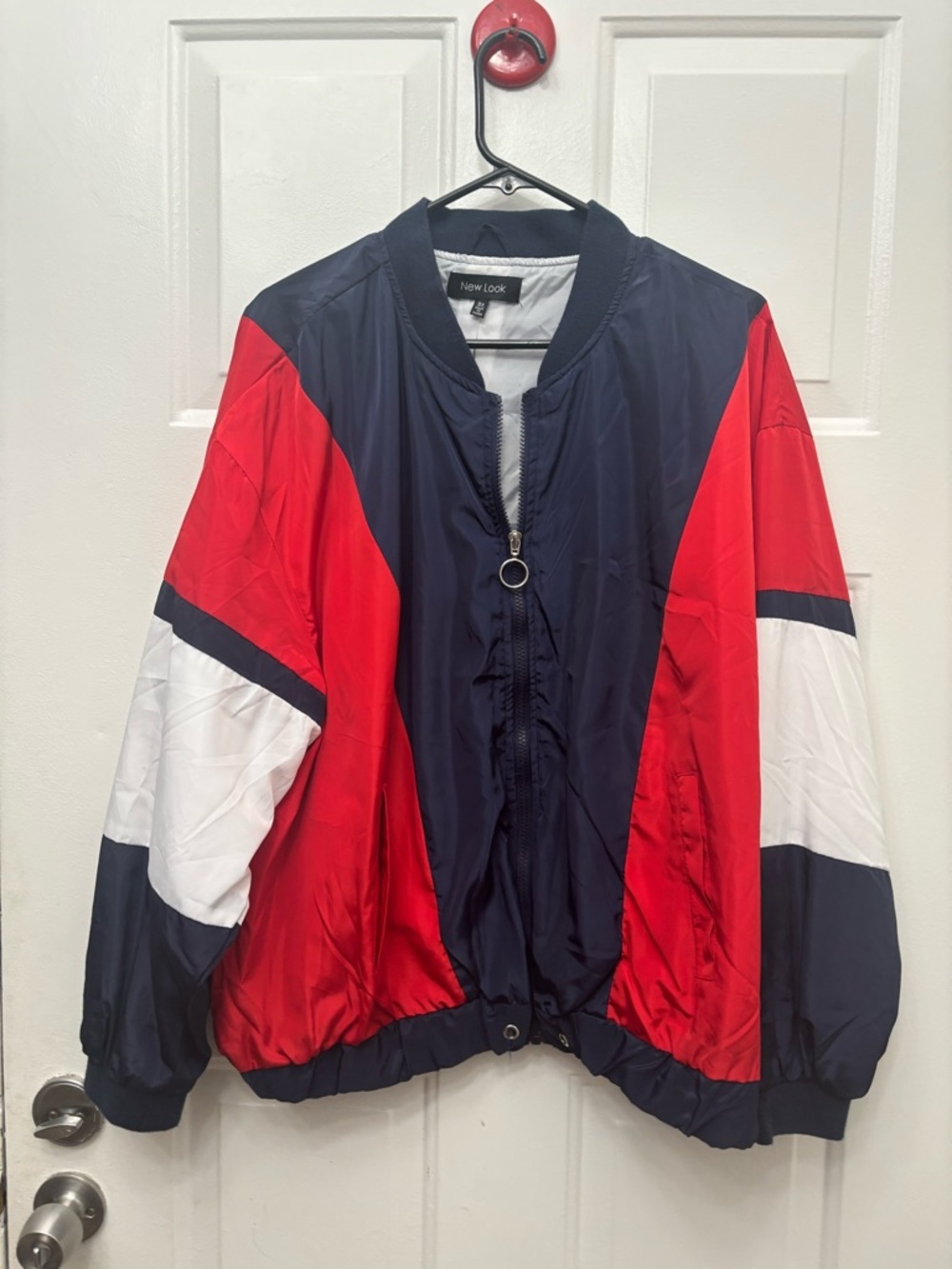 New Look Navy, Red & White Colorblock Bomber Jacket